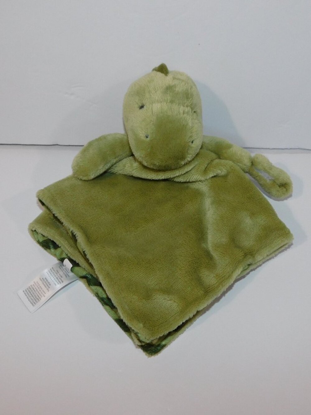 Carters Green Dinosaur Plush Security Blanket with Pacifier Holder Baby Lovey